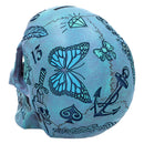 Aqua Blue Traditional Tribal Tattoo Fund Skull Money Box 7