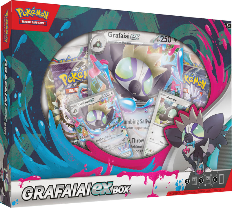 Pokémon TCG: Grafaiai ex Box (2 Foil Promo Cards, 1 Oversize Foil Card & 4 Booster Packs)