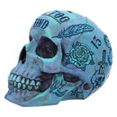 Aqua Blue Traditional Tribal Tattoo Fund Skull Money Box 6