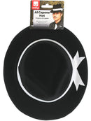 Al Capone Hat Adult Plastic Black Flocked Gangster Fedora 2