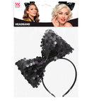 Black Sequin Bow Headband