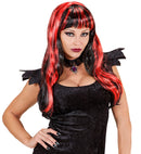 Red Streaked Black Halloween Wig In Polybag