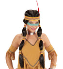 Squaw Indian Wig With Headband & Feather In Box