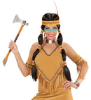 Squaw Indian Wig With Headband & Feather In Box