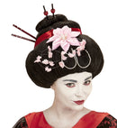Geisha Wig With Flowers & Chopsticks In Box