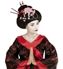 Geisha Wig With Flowers & Chopsticks In Box