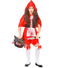 Zombie Red Capelet  Dress, Hooded Capelet, Bow Thigh Highs 