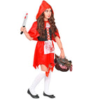 Zombie Red Capelet  Dress, Hooded Capelet, Bow Thigh Highs 