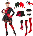 Evil Jester  Dress, Shorts, Thigh Highs, Garter, Belt, Headpiece, Choker, Glove 