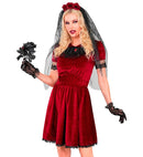 Gothic Vampire Bride  Dress, Flower Veil, Gloves 