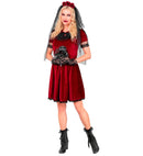 Gothic Vampire Bride  Dress, Flower Veil, Gloves 