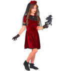 Gothic Vampire Bride  Dress, Flower Veil, Gloves 
