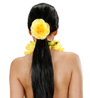 Flower Hair Tie 4 Colors Ass.  6 X Red + 2 X Yellow, Pink, Purple 