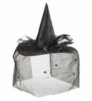 Witch Hats With Tulle, Flower & Feathers