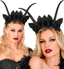 Headpiece With Horns & Black Roses