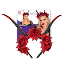 Headpiece With Horns & Red Roses