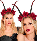 Headpiece With Horns & Red Roses