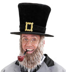 Black Velvet Topper Hat With Buckle And Brown Beard 23 Cm