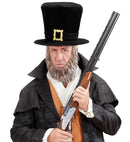 Black Velvet Topper Hat With Buckle And Brown Beard 23 Cm