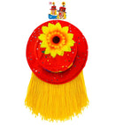 Velvet Red Clown Hat With Hair And Sunflower