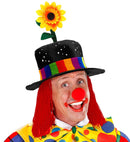 Velvet Black Clown Hat With Hair And Sunflower