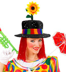 Velvet Black Clown Hat With Hair And Sunflower