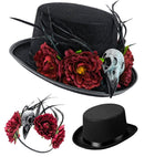 Top Hat Voodoo Vulture Skull & Flowers 12 Cm