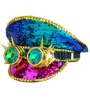 Hat Festival Studded With Spiked Kaleidoscopic Goggles Sequin Multicolor 
