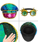 Hat Festival Studded With Spiked Kaleidoscopic Goggles Sequin Multicolor 