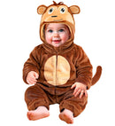 Monkey Plush Velvet  Hooded Jumpsuit 