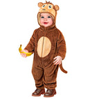 Monkey Plush Velvet  Hooded Jumpsuit 