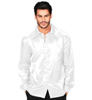 Satin White 70S Disco Shirt