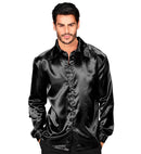 Satin Black 70S Disco Shirt