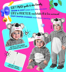 Koala Plush Velvet  Hooded Jumpsuit 