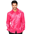 Satin Pink 70S Disco Shirt