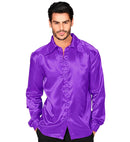 Satin Purple 70S Disco Shirt