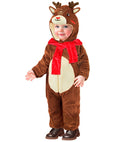 Reindeer Plush Velvet  Hooded Jumpsuit, Scarf 