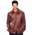 Satin Brown 70S Disco Shirt