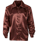 Satin Brown 70S Disco Shirt