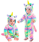 Unicorn Plush Velvet Rainbow  Hooded Jumpsuit 