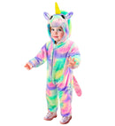 Unicorn Plush Velvet Rainbow  Hooded Jumpsuit 
