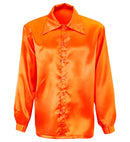 Satin Orange 70S Disco Shirt