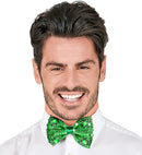 Adjustable Green Sequin Bow Tie With 4 Flashing Led Lightsht 