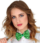 Adjustable Green Sequin Bow Tie With 4 Flashing Led Lightsht 