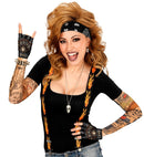 Leather Look Studded Fingerless Skull & Cross Bones Gloves