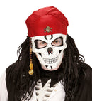 Pirate Skull Half Face Mask With Bandana, Beads & Doubloons