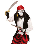 Pirate Skull Half Face Mask With Bandana, Beads & Doubloons