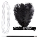 Flapper  Sequin Headband, Necklace, Cigarette Holder 