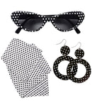 50S Lady  Glasses, Earrings, Neck Scarf 