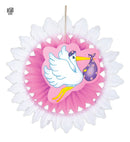 Pink Stork With Baby Paper Fan 50 Cm